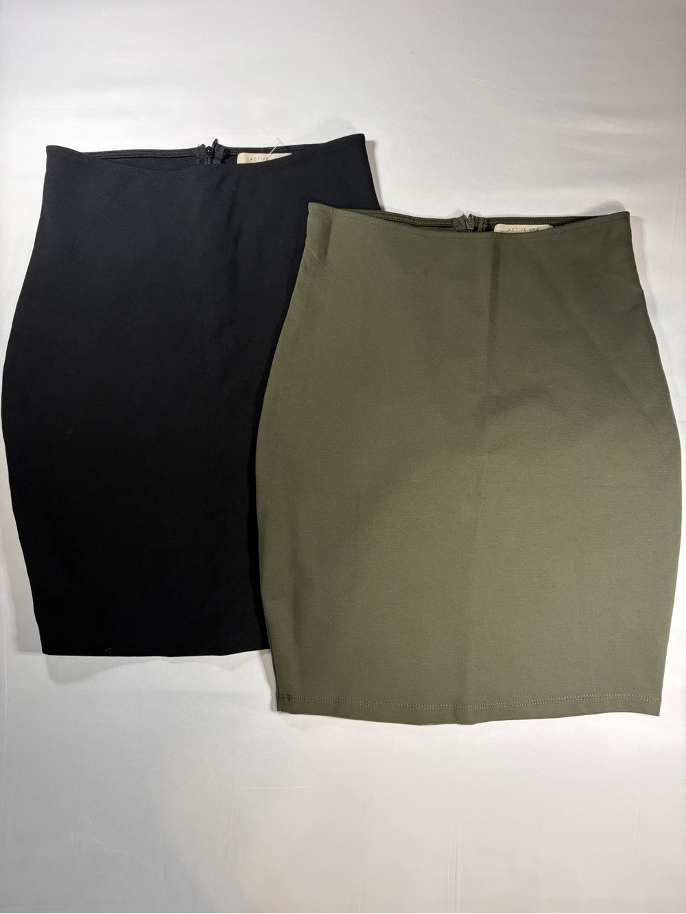 High-Rise Mini Pencil Skirt - Black and Olive